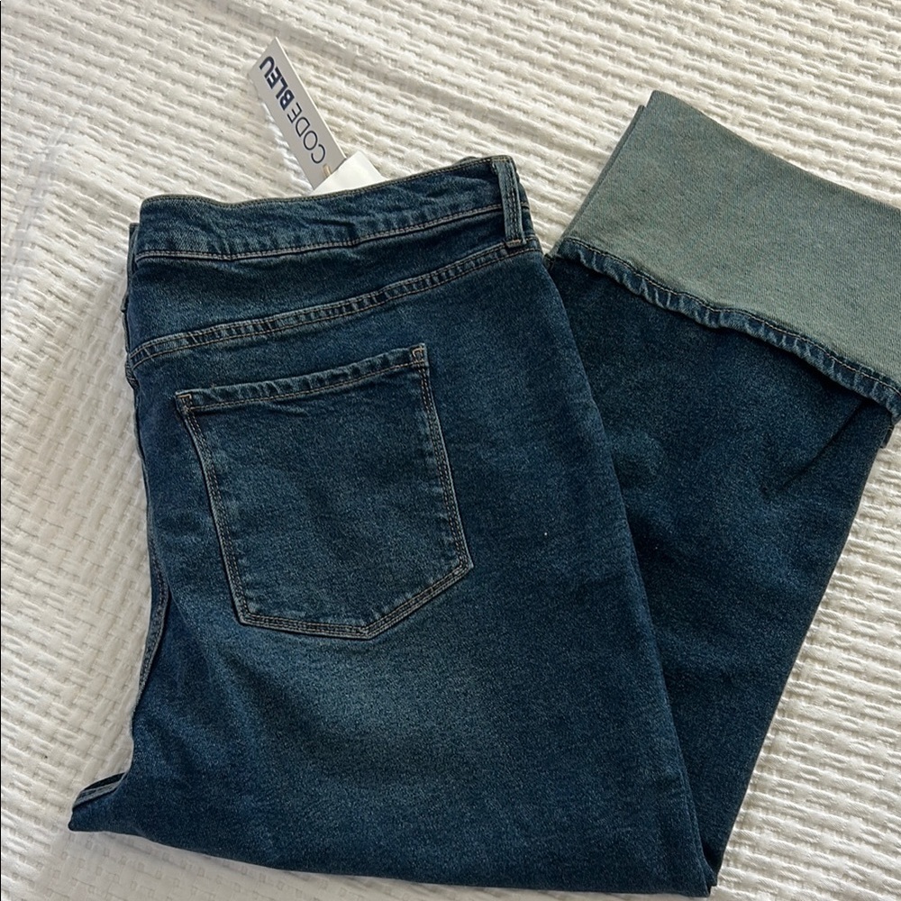 Code Bleu Deep Blue Denim JeansSize 20W High Rise Straight Leg New